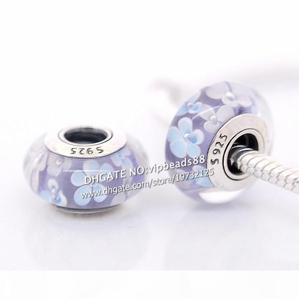 s925 sterling silver jewelry light purple white flowers murano glass beads fit european diy pandora charm bracelets & necklace 150, Black
s925 sterling silver jewelry light purple white flowers murano glass beads fit european diy pandora charm bracelets & necklace 150, Black
