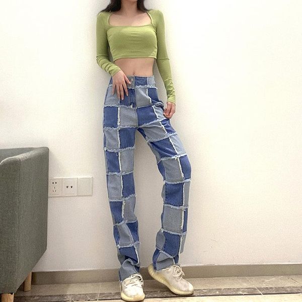 women's jeans casulal women streetwear denim pants color patchwork long cargo boyfriend for, Blue
women's jeans casulal women streetwear denim pants color patchwork long cargo boyfriend for, Blue