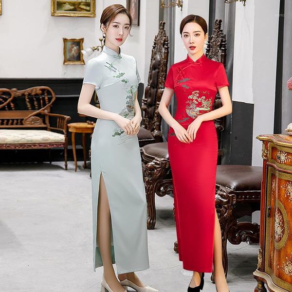 plus size 4xl qipao satin embroidery flower women formal party dress chinese style spring summer new cheongsam1, Red
plus size 4xl qipao satin embroidery flower women formal party dress chinese style spring summer new cheongsam1, Red