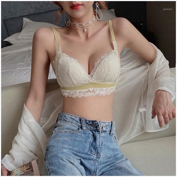 triangle cup underwear women's small chest lace push up wireless bra deep v spaghetti strap bra1, Red;black 
triangle cup underwear women's small chest lace push up wireless bra deep v spaghetti strap bra1, Red;black