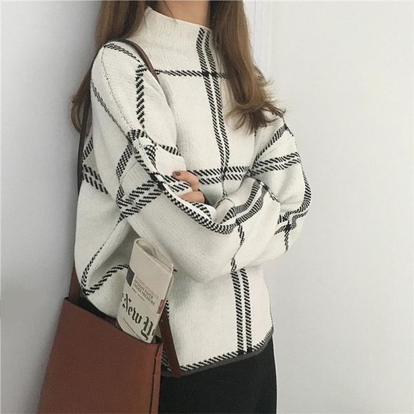 sweaters womens knitted turtleneck long sleeve plaid pullovers autumn winter elegant femme checked sweater women knitwear mujer, White;black
sweaters womens knitted turtleneck long sleeve plaid pullovers autumn winter elegant femme checked sweater women knitwear mujer, White;black