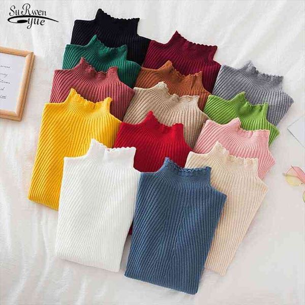 Autumn Casual Sweater Women Long Sleeve Ruffle Sweater Knitted Slim Korean Pullover Solid Bottoming Shirt All Match 17038, White;black
Autumn Casual Sweater Women Long Sleeve Ruffle Sweater Knitted Slim Korean Pullover Solid Bottoming Shirt All Match 17038, White;black