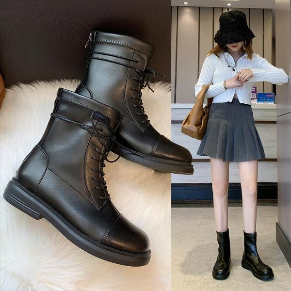 women's boots autumn booties ladies low heels booties boots-women shoes round toe zipper ankle leather 2020 rock flat, Black
women's boots autumn booties ladies low heels booties boots-women shoes round toe zipper ankle leather 2020 rock flat, Black