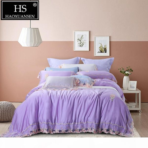 super soft breathable purple 100% tencel lyocell bedding sets lace design king size 4 piece girl princess duvet cover set
super soft breathable purple 100% tencel lyocell bedding sets lace design king size 4 piece girl princess duvet cover set