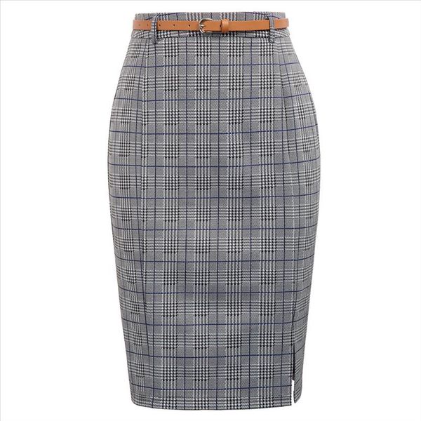 business skirts womens grid pattern belt split hips wrapped knee length plaid ladies work wear bodycon slim pencil skirt faldas, Black
business skirts womens grid pattern belt split hips wrapped knee length plaid ladies work wear bodycon slim pencil skirt faldas, Black