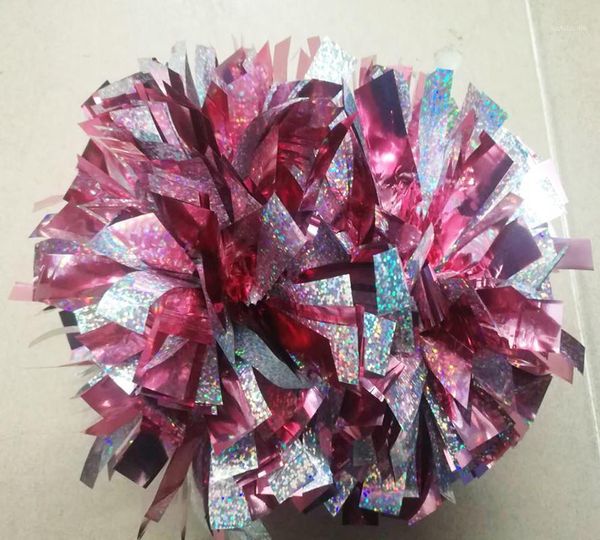 cheerleading cheerleader pom poms 6" handle metallic pink with holographic silver 1 piece1
cheerleading cheerleader pom poms 6" handle metallic pink with holographic silver 1 piece1