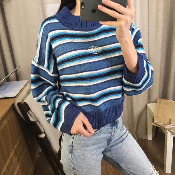 women sweaters new harajuku kawaii sweaters cute sweet vintage striped oversize knit pullover sweaters lj201126, White;black
women sweaters new harajuku kawaii sweaters cute sweet vintage striped oversize knit pullover sweaters lj201126, White;black