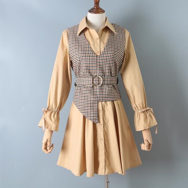 casual dresses fashion suit korean slim slimming shirt dress + two-piece sleeveless plaid vest 1017, Black;gray
casual dresses fashion suit korean slim slimming shirt dress + two-piece sleeveless plaid vest 1017, Black;gray