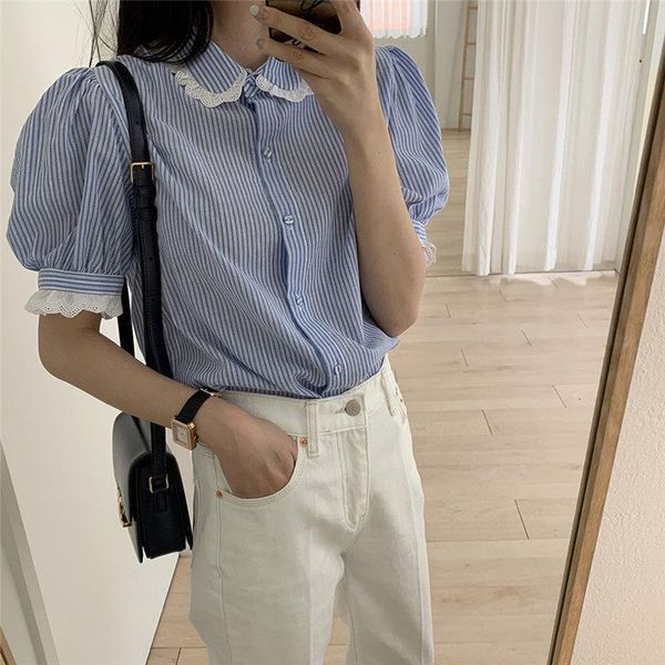 hzirip chic new lace stripe sweet 2020 summer patchwork short sleeve shirts women loose all match streetwear blouses, White
hzirip chic new lace stripe sweet 2020 summer patchwork short sleeve shirts women loose all match streetwear blouses, White