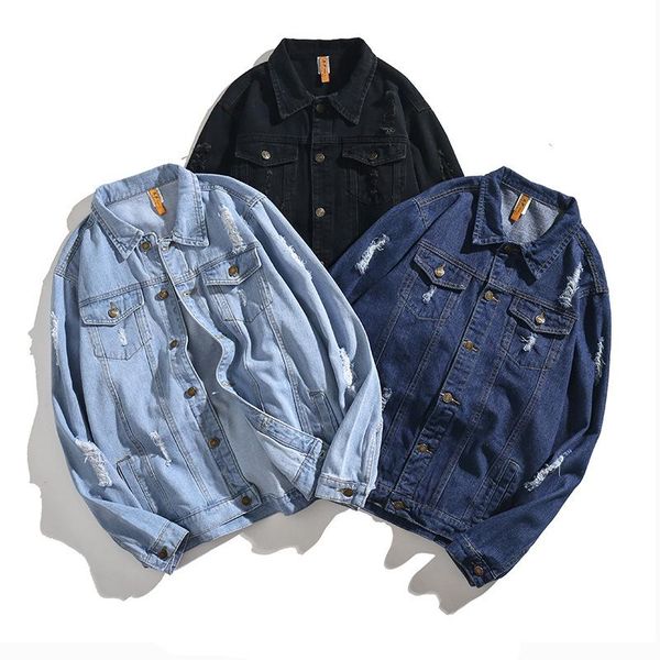 men's jackets classic mens vintage washed ripped denim jacket slim fit distressed jean truck urban style coats for male, Black;brown
men's jackets classic mens vintage washed ripped denim jacket slim fit distressed jean truck urban style coats for male, Black;brown
