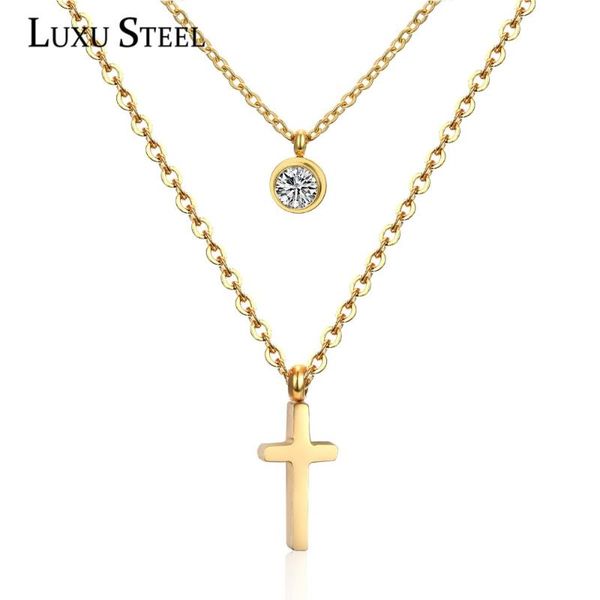 pendant necklaces luxusteel double layer gold cross necklace with round cubic zirconia pendants for women fashion accessories 2021, Silver
pendant necklaces luxusteel double layer gold cross necklace with round cubic zirconia pendants for women fashion accessories 2021, Silver
