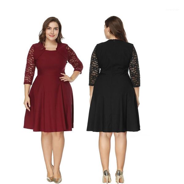 2020 spring elegant prom dresses a-line scoop knee-length lace cocktail dresses 3/4 sleeves party dress plus size1, White;black
2020 spring elegant prom dresses a-line scoop knee-length lace cocktail dresses 3/4 sleeves party dress plus size1, White;black