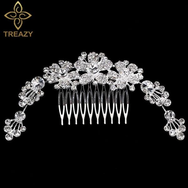 treazy charm floral crystal bridal long hair combs for women headpiece silver color rhinestone wedding hair jewelry accessories, Golden;silver
treazy charm floral crystal bridal long hair combs for women headpiece silver color rhinestone wedding hair jewelry accessories, Golden;silver