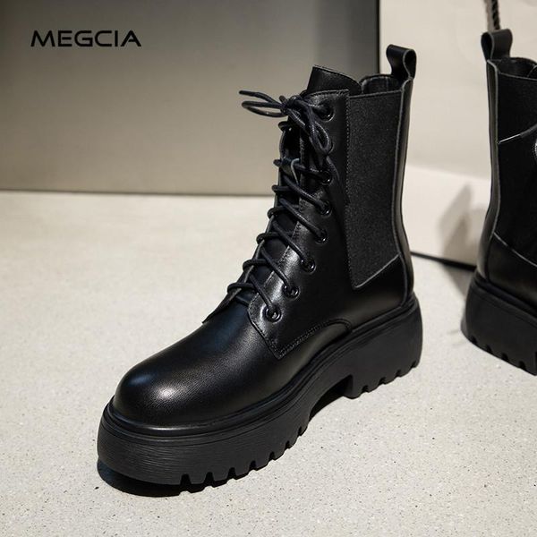 new woman martin boots platform genuine leather lace up ankle boots elastic band flat heel balck autumn winter shoes a5, Black
new woman martin boots platform genuine leather lace up ankle boots elastic band flat heel balck autumn winter shoes a5, Black