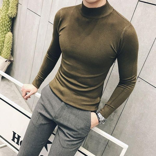 korean slim fit autumn and winter half turtleneck sweater men's solid color medium neck long sleeve knitted elastic bottom coat, White;black
korean slim fit autumn and winter half turtleneck sweater men's solid color medium neck long sleeve knitted elastic bottom coat, White;black