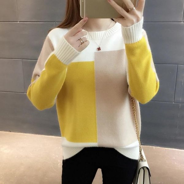 gumprun fall winter women knitted crewneck sweater fashion 2019 casual sweaters long sleeve loose elasticity splice pullover top, White;black
gumprun fall winter women knitted crewneck sweater fashion 2019 casual sweaters long sleeve loose elasticity splice pullover top, White;black