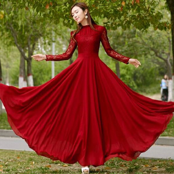 long sleeve gauze gown evening dress 
long sleeve gauze gown evening dress