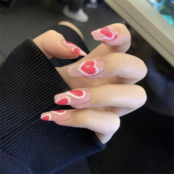 false nails 24pcs middle long ballerina design heart pattern full cover artificial fake tips with glue diy manicure, Red;gold
false nails 24pcs middle long ballerina design heart pattern full cover artificial fake tips with glue diy manicure, Red;gold