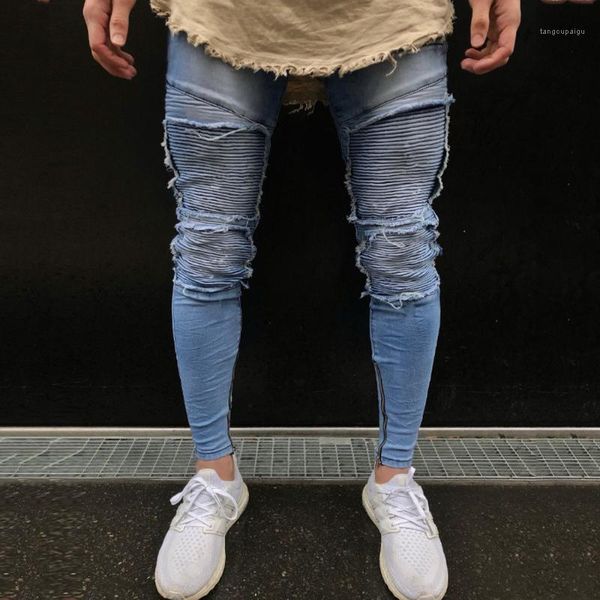 new style men's stretchy ripped skinny biker jeans destroyed taped slim fit denim pants drop shipping1, Blue
new style men's stretchy ripped skinny biker jeans destroyed taped slim fit denim pants drop shipping1, Blue