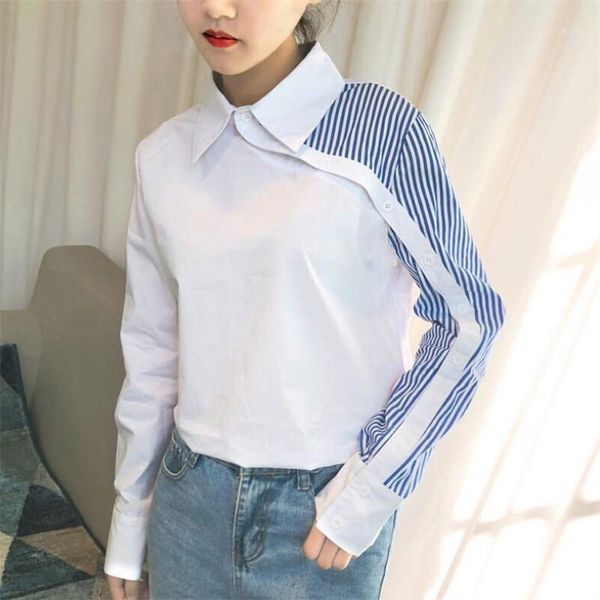 korean fashion design irregular women blouse and shirts patchwork striped office lady casual slim shirts 20201, White
korean fashion design irregular women blouse and shirts patchwork striped office lady casual slim shirts 20201, White