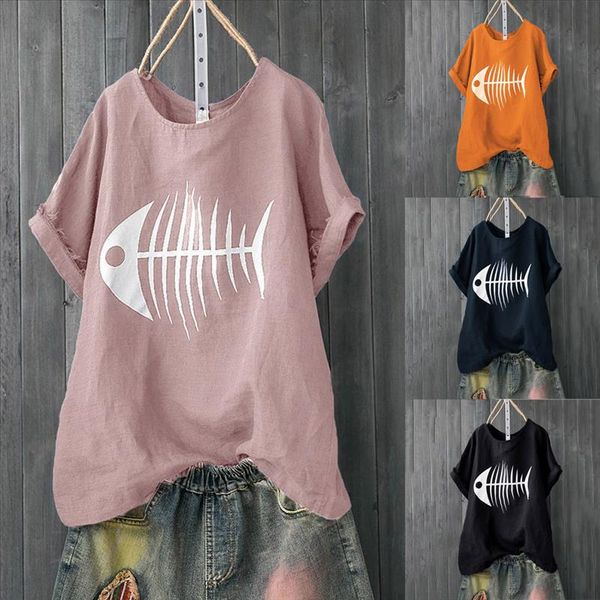 women plus size blouses casual solid blouse fish bone print loose short sleeve shirt funny ladies dames blouse 2021 g10, White
women plus size blouses casual solid blouse fish bone print loose short sleeve shirt funny ladies dames blouse 2021 g10, White