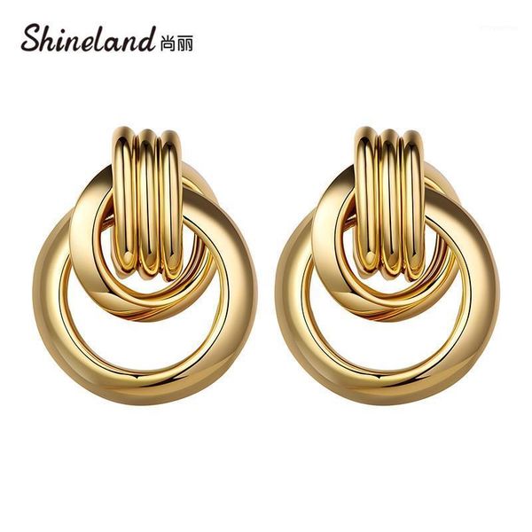 shineland trendy fashion metal elegant circle stud earrings woman 2020 new vintage gold color punk statement brincos jewelry1, Golden;silver
shineland trendy fashion metal elegant circle stud earrings woman 2020 new vintage gold color punk statement brincos jewelry1, Golden;silver