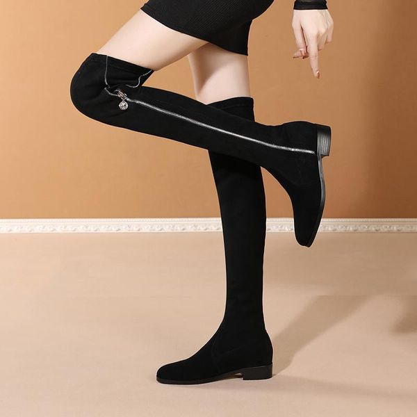 black suede leather women silm over the knee high boots low heels winter riding boots zipper stretch party shoes woman
black suede leather women silm over the knee high boots low heels winter riding boots zipper stretch party shoes woman