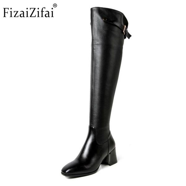 women real genuine leather square low heel over knee boots woman square toe warm winter shoes heeled footwear size 34-39, Black
women real genuine leather square low heel over knee boots woman square toe warm winter shoes heeled footwear size 34-39, Black