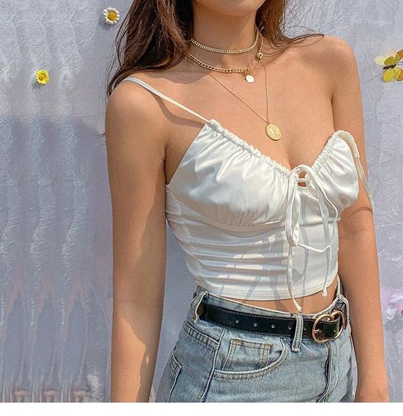 super scheming drawstring design vest europe and america instagram wild foreign chiffon, White
super scheming drawstring design vest europe and america instagram wild foreign chiffon, White