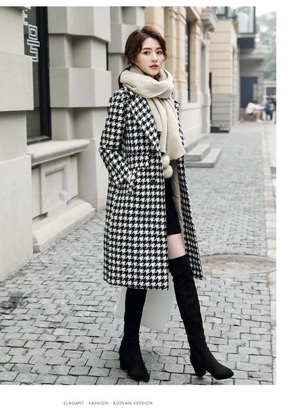 loose plaid long wool blend ladies coat double breasted warm women's jacket full sleeve korean womens fashion coat, Black
loose plaid long wool blend ladies coat double breasted warm women's jacket full sleeve korean womens fashion coat, Black