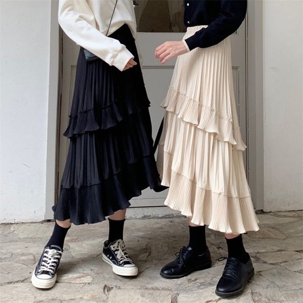 black beige fashion korean ruffle midi long a-line skirt women casual spring summer high waist irregular all-match skirts female y200326
black beige fashion korean ruffle midi long a-line skirt women casual spring summer high waist irregular all-match skirts female y200326