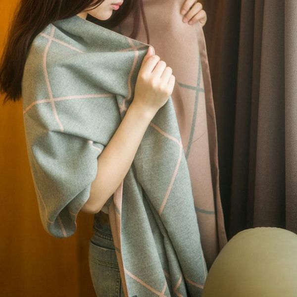 scarves autumn winter plaid versatile imitation cashmere cape reversible scarf thickened muslim hijab warm long shawl wrap, Blue;gray
scarves autumn winter plaid versatile imitation cashmere cape reversible scarf thickened muslim hijab warm long shawl wrap, Blue;gray