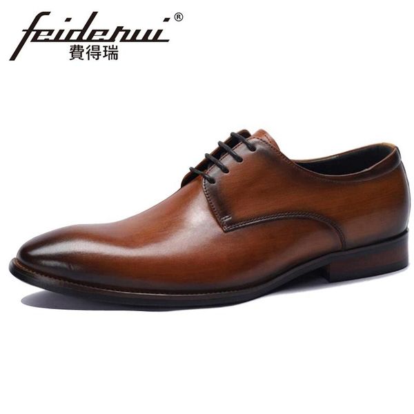 new vintage real genuine leather men's handmade derby business oxfords pointed toe laces man formal dress office shoes bql258, Black
new vintage real genuine leather men's handmade derby business oxfords pointed toe laces man formal dress office shoes bql258, Black