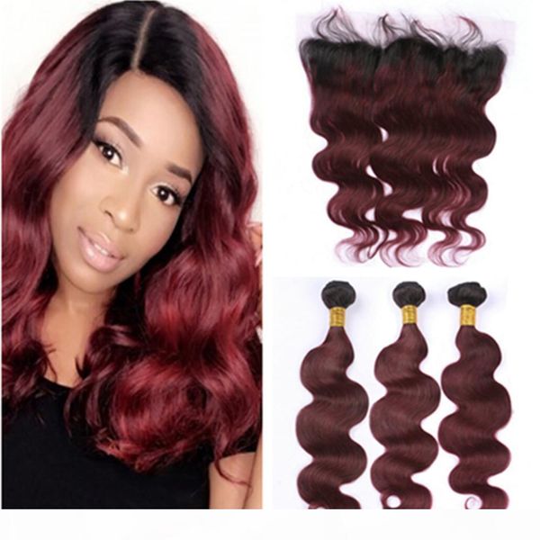 t1b 99j burgundy ombre virgin human hair wefts with frontal body wave dark roots wine red ombre full lace 13x4 closure with bundles, Black
t1b 99j burgundy ombre virgin human hair wefts with frontal body wave dark roots wine red ombre full lace 13x4 closure with bundles, Black