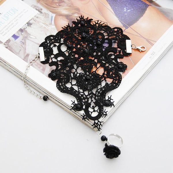 1pc women rose beads flower lace glove goth style adjustable with ring long bracelet women accessories, Blue;gray
1pc women rose beads flower lace glove goth style adjustable with ring long bracelet women accessories, Blue;gray
