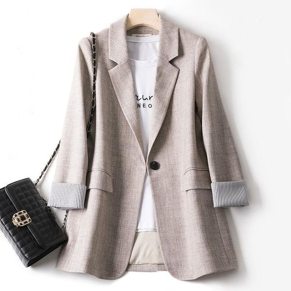 women's suits & blazers 2021 autumn women fashion solid ins blazer long sleeve notched single-button pocket loose female coat office la, White;black
women's suits & blazers 2021 autumn women fashion solid ins blazer long sleeve notched single-button pocket loose female coat office la, White;black