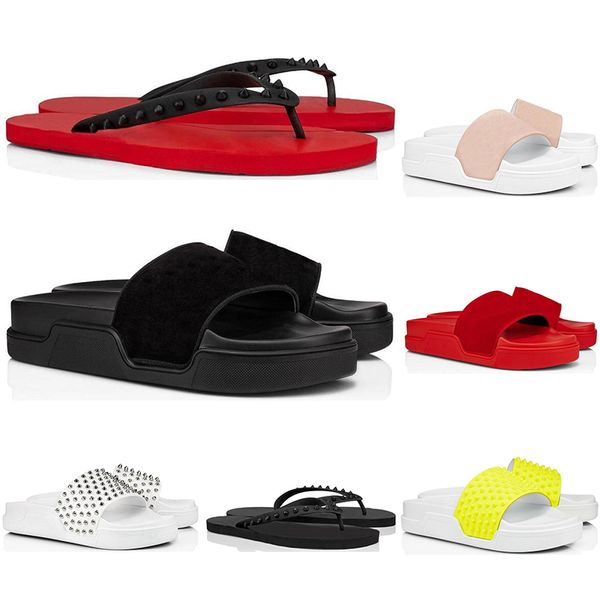 red bottoms slippers for men women fashion slides triple black white pink spikes mens flat flip flops beach l platform sandals
red bottoms slippers for men women fashion slides triple black white pink spikes mens flat flip flops beach l platform sandals