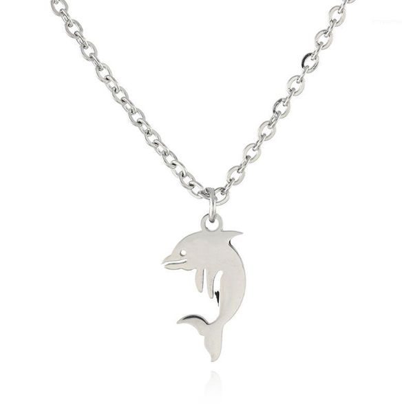 fashion sea life dolphin pendant necklace1, Silver