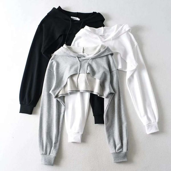 ultra sport ins short fold on drawstring women's solid versatile long sve hoodie, Black
ultra sport ins short fold on drawstring women's solid versatile long sve hoodie, Black
