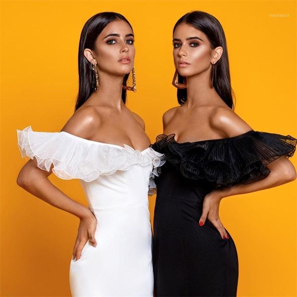 black white elegant women bandage dress off shoulder mesh ruffles split dresses celebrity evening party club vestido summer1, Black;gray
black white elegant women bandage dress off shoulder mesh ruffles split dresses celebrity evening party club vestido summer1, Black;gray