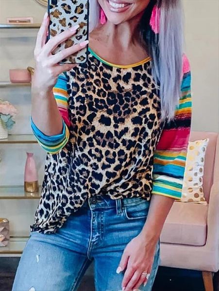 female leopard printed neon splicing tee shirt women three quarter long sleeve t shirt ladies harajuku ulzzang girl tee, White
female leopard printed neon splicing tee shirt women three quarter long sleeve t shirt ladies harajuku ulzzang girl tee, White