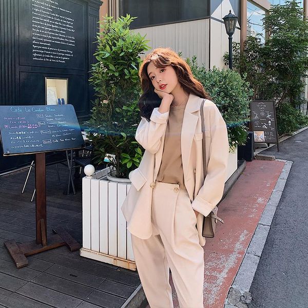 women's two piece pants fashion chic style suit jacket ladies lapel slim professional 2-piece a solid color for work, White
women's two piece pants fashion chic style suit jacket ladies lapel slim professional 2-piece a solid color for work, White