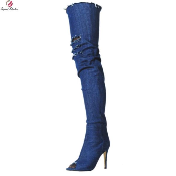 original intention women over-the-knee boots stylish peep toe thin heels boots fashion blue shoes woman plus us size 4-20, Black
original intention women over-the-knee boots stylish peep toe thin heels boots fashion blue shoes woman plus us size 4-20, Black
