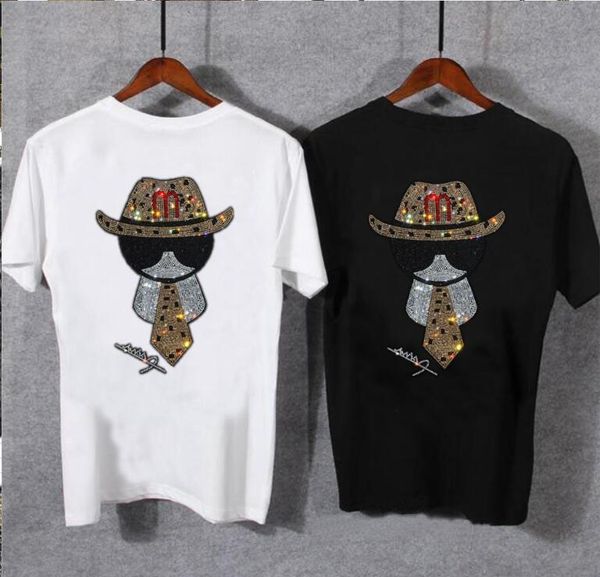 men's drill plus size two side designer t-shirt hip hop streetwear cotton tees, White;black
men's drill plus size two side designer t-shirt hip hop streetwear cotton tees, White;black