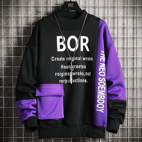 Letter Printed Sweatshirt Men 2021 New High Street Hoodie Mens Fashion Patchwork Sweatshirts with Pocket Male O-Neck Casual Top, Black
Letter Printed Sweatshirt Men 2021 New High Street Hoodie Mens Fashion Patchwork Sweatshirts with Pocket Male O-Neck Casual Top, Black