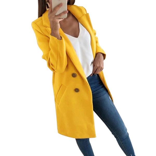 women's wool & blends fashion autumn long coat women turn down collar solid yellow casual lady slim elegant outerwear clothes 2021, Black
women's wool & blends fashion autumn long coat women turn down collar solid yellow casual lady slim elegant outerwear clothes 2021, Black
