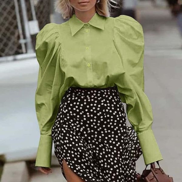 women and blouses 2020 celmia fashion long puff sleeve shirts casual loose solid color vintage streetwear blusas buttons, White
women and blouses 2020 celmia fashion long puff sleeve shirts casual loose solid color vintage streetwear blusas buttons, White