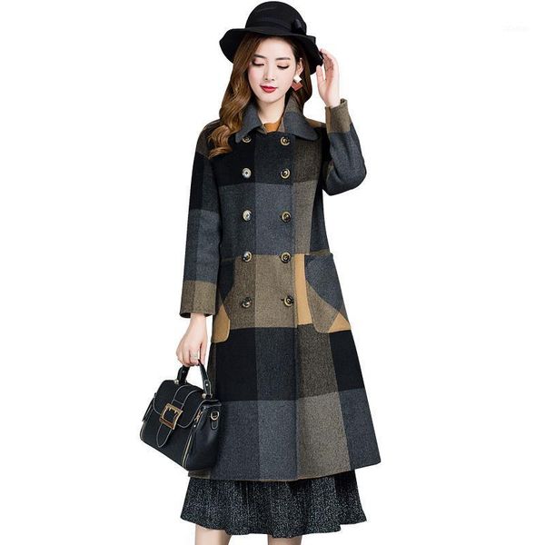 women's wool & blends winter temperament coat female long 2021 korean high grade large size parka lattice thick warm women jacket1, Black
women's wool & blends winter temperament coat female long 2021 korean high grade large size parka lattice thick warm women jacket1, Black