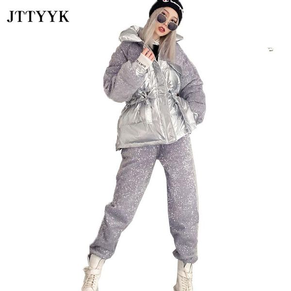 women's tracksuits 2-piece set suit 2021 winter coat women parka sequin down jacket + casual long pants two-piece trend clothes, Gray
women's tracksuits 2-piece set suit 2021 winter coat women parka sequin down jacket + casual long pants two-piece trend clothes, Gray