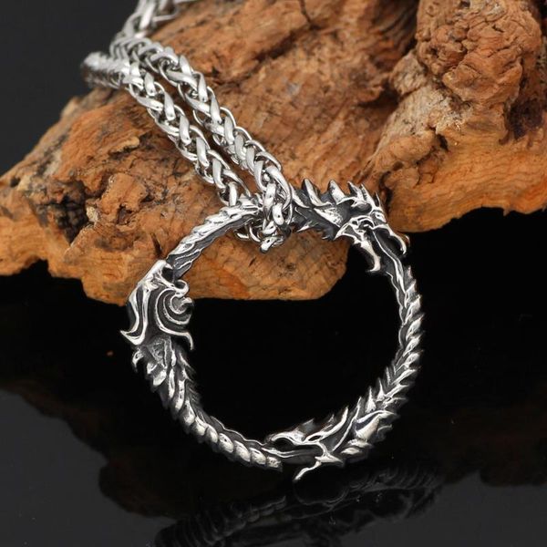 pendant necklaces nordic viking amulet drgon dreki scandinavian jormungand knot necklace stainless steel with valknut rune gift bag, Silver
pendant necklaces nordic viking amulet drgon dreki scandinavian jormungand knot necklace stainless steel with valknut rune gift bag, Silver